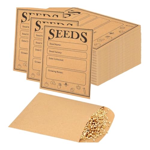 MotiveTech Samenumschläge Aus Lederpapier mit Verschluss, Briefumschläge, Kraftpapier, für Saatgut Pflanzen Und Kleine Gegenstände für Aufbewahrung Und Organisation, Ohne Bindemittel von MotiveTech