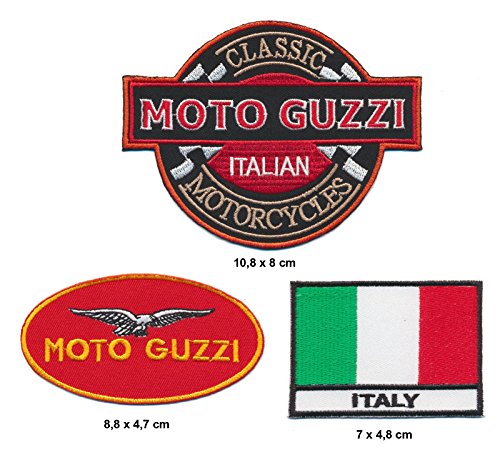 Moto Guzzi Aufnäher Aufbügler Patch 3 Stück Motorrad Italia TURBOVERSAND von Moto Guzzi