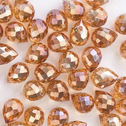 AB-Kristallperlen, 8 x 10 mm, glänzend, facettiert, Tropfenform, für Schmuckherstellung, Halsketten, Armbänder, Ohrringe, Telefon, Charms, Armband, DIY, Handwerk, Champagner-Gold, 100 Stück AB-Kristallperlen, 8 x 10 mm, glänzend, facettiert, Tropfenform, für Schmuckherstellung, Halsketten, Armbänder, Ohrringe, Telefon, Charms, Armband, DIY, Handwerk, Champagner-Gold, 100 Stück von Motroce