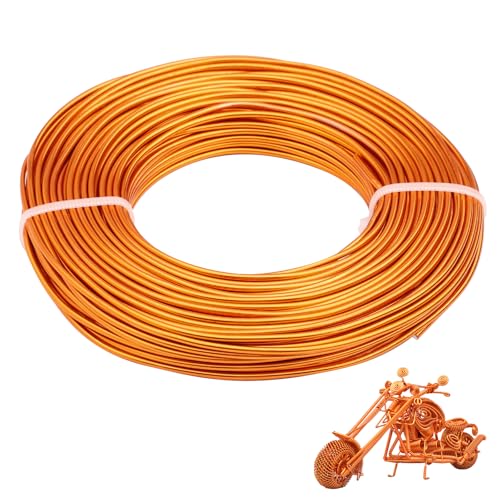 Aluminiumdraht, 12 Gauge, 30 m, biegbar, 2 mm, eloxierter Aluminiumdraht für Modellierung, Schmuckherstellung, Handwerk, Kranz, Perlen, Blumen (Orange) von Motroce