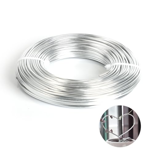 Aluminiumdraht, 12 Gauge, 40 m, eloxiertes Aluminium, biegbar, Metalldraht für Schmuckherstellung, Handwerk, Kranzherstellung, Perlen, Blumen, Silber von Motroce