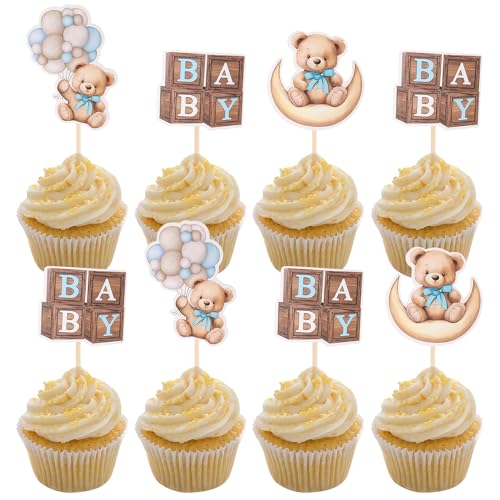 Cupcake-Topper mit Bär, Mond-Bär, Babyparty, Kuchendekoration für Kinder, Party, Babyparty, Hochzeit, Party, Geburtstag, Party, Dekoration, Zubehör, 36 Stück (blau) Cupcake-Topper mit Bär, Mond-Bär, Babyparty, Kuchendekoration für Kinder, Party, Babyparty, Hochzeit, Party, Geburtstag, Party, Dekoration, Zubehör, 36 Stück (blau) von Motroce