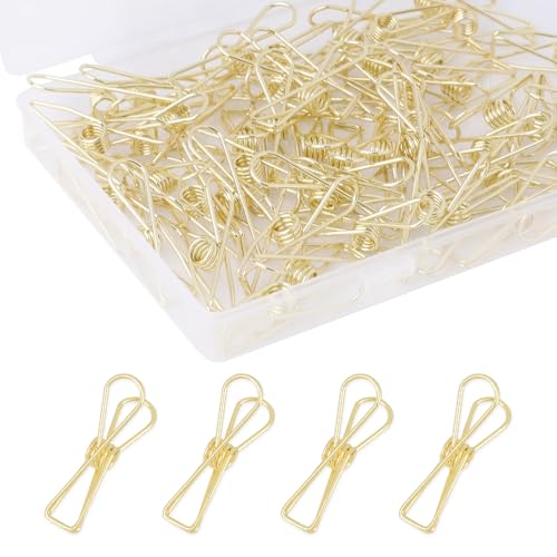 Goldfarbene Büroklammern, kleiner Metalldraht, ausgehöhlt, Mehrzweck-Clips, Rechnung, Rechnung, Büroklammern für Büro, Zuhause, Schule, 100 Stück Goldfarbene Büroklammern, kleiner Metalldraht, ausgehöhlt, Mehrzweck-Clips, Rechnung, Rechnung, Büroklammern für Büro, Zuhause, Schule, 100 Stück von Motroce