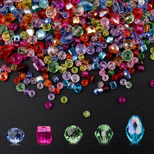 Kristallglasperlen, 5 verschiedene Formen und 3 Größen, verschiedene Kristallperlen, facettiert, Tropfenform, buntes Glasperlen-Set für Bastelarbeiten, Halsketten, Ohrringe, Armbänder, 1000 Stück Kristallglasperlen, 5 verschiedene Formen und 3 Größen, verschiedene Kristallperlen, facettiert, Tropfenform, buntes Glasperlen-Set für Bastelarbeiten, Halsketten, Ohrringe, Armbänder, 1000 Stück von Motroce