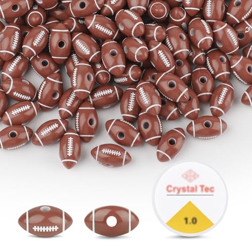 Rugby-Perlen mit 1 Rolle 1 mm elastischem Seil, Acryl-Sportkugelperlen für Armbänder, DIY, Schmuckherstellung, Halskettenanhänger, Schlüsselanhänger, Heimdekorationszubehör, 200 Stück Rugby-Perlen mit 1 Rolle 1 mm elastischem Seil, Acryl-Sportkugelperlen für Armbänder, DIY, Schmuckherstellung, Halskettenanhänger, Schlüsselanhänger, Heimdekorationszubehör, 200 Stück von Motroce