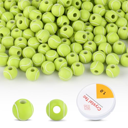 Tennisperlen mit 1 Rolle, 1 mm elastisches Seil, 11 mm Acryl-Sportkugelperlen für Armbänder, DIY, Schmuckherstellung, Halskettenanhänger, Schlüsselanhänger, Heimdekorationszubehör, 200 Stück Tennisperlen mit 1 Rolle, 1 mm elastisches Seil, 11 mm Acryl-Sportkugelperlen für Armbänder, DIY, Schmuckherstellung, Halskettenanhänger, Schlüsselanhänger, Heimdekorationszubehör, 200 Stück von Motroce