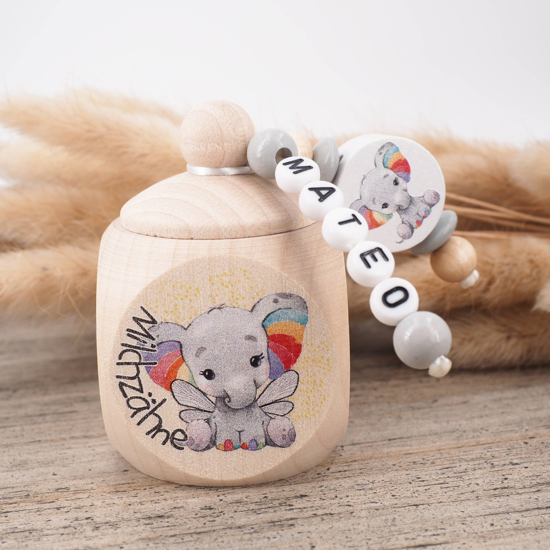 Milchzahndose Mit Namen Elefant Milchzahndose Mit Namen Elefant von MotzisBunteWelt2014