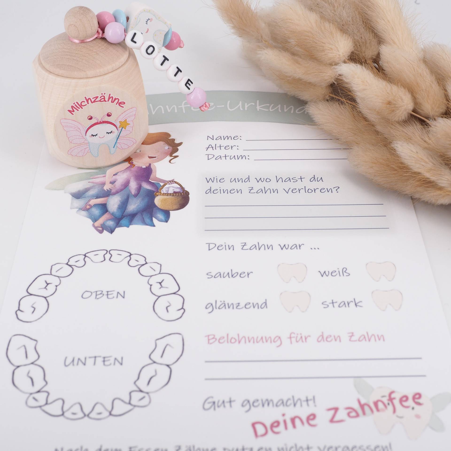 Milchzahndose Zahnfee Mit Namen & Brief Urkunde Milchzahndose Zahnfee Mit Namen & Brief Urkunde von MotzisBunteWelt2014