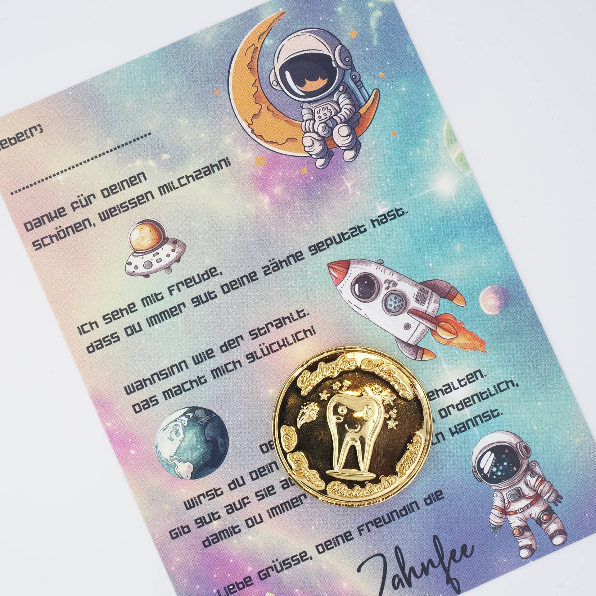 Zahnfee Brief Karte Astronaut Mit Goldmünze Zahnfee Brief Karte Astronaut Mit Goldmünze von MotzisBunteWelt2014