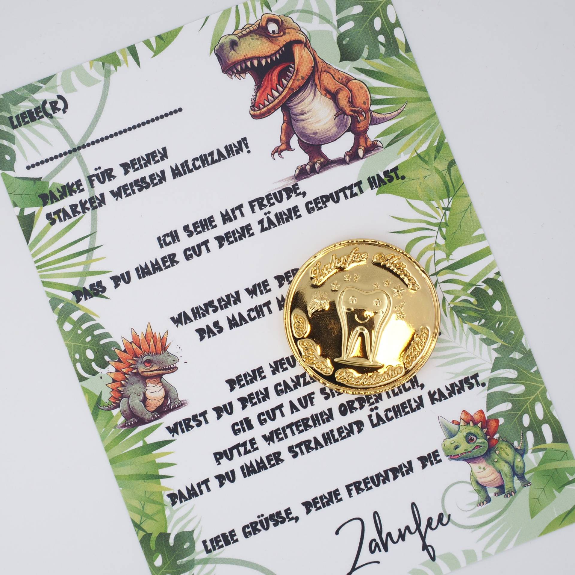 Zahnfee Brief Karte Dino Mit Goldmünze Zahnfee Brief Karte Dino Mit Goldmünze von MotzisBunteWelt2014