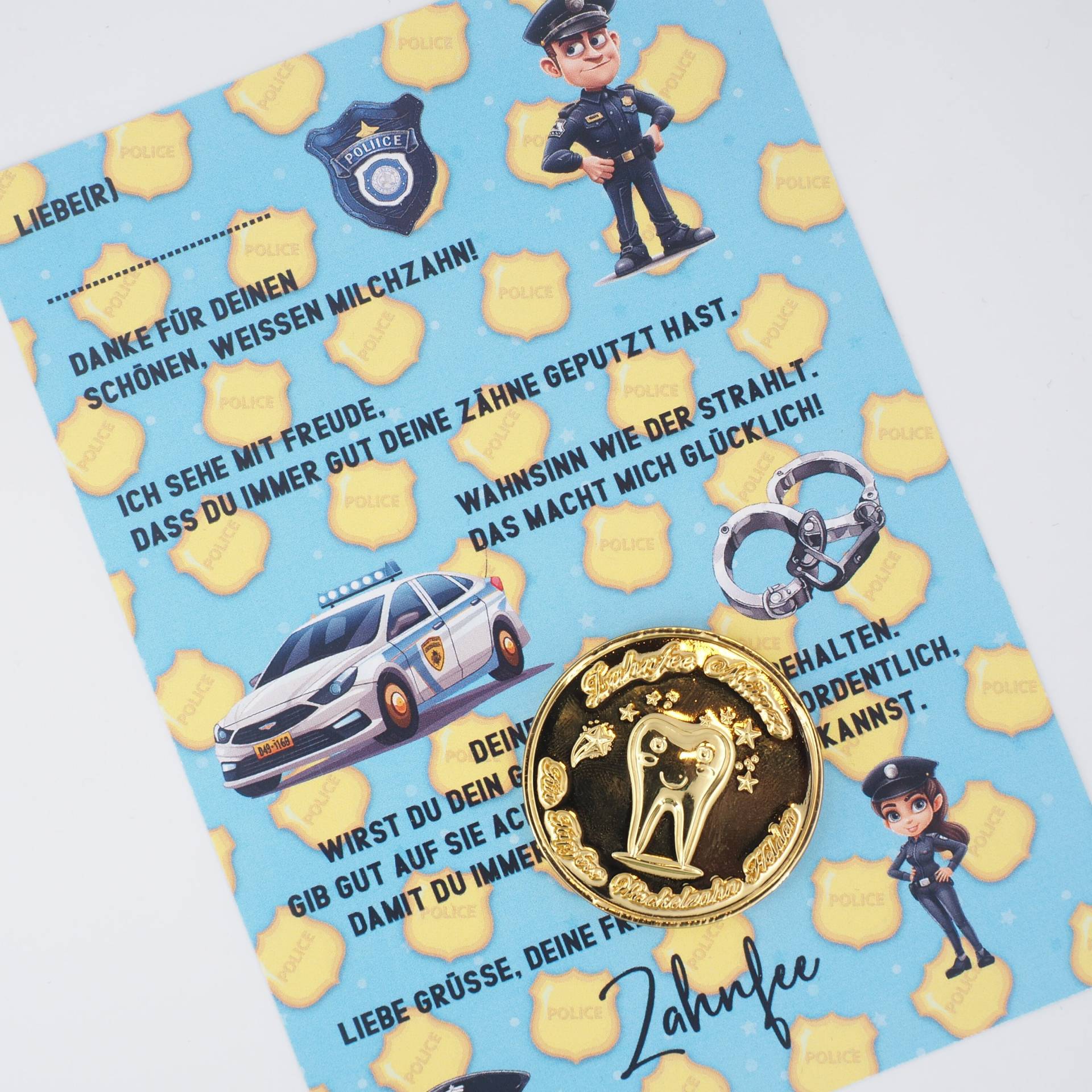 Zahnfee Brief Karte Polizei Mit Goldmünze von MotzisBunteWelt2014