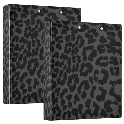 Moudou Black Leopard 3-Ringbuch, 1 Stück, 3,8 cm, durchsichtig, rund, Ringbuch mit Klemmbrett, für Bürobedarf von Moudou