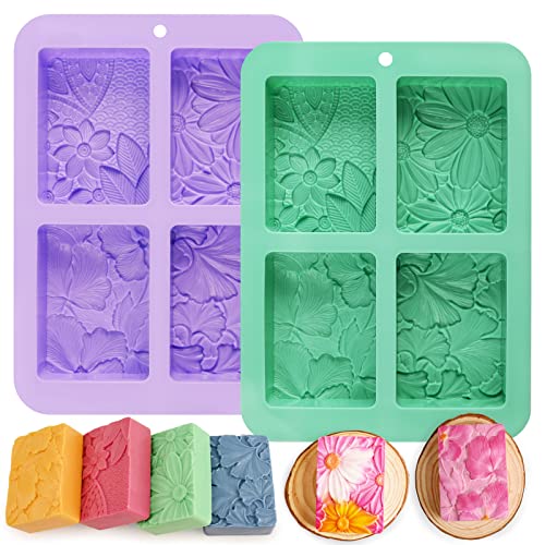 Moukiween Seifenformen aus Silikon, rechteckiges 3D-Blumenmuster, Silikonformen für handgefertigte Seife, Badekugeln, Schokoladenriegel, DIY-Kerzen, Polymer-Ton-Design Moukiween Seifenformen aus Silikon, rechteckiges 3D-Blumenmuster, Silikonformen für handgefertigte Seife, Badekugeln, Schokoladenriegel, DIY-Kerzen, Polymer-Ton-Design von Moukiween
