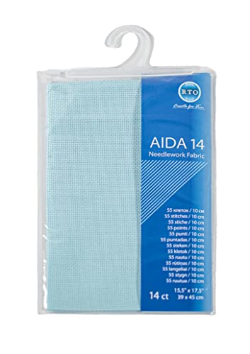 Mouldmaster Aida09 Aida-Stoff, Fadenzahl 14, Hellblau, Baumwolle, blau, 39cm x 45cm Mouldmaster Aida09 Aida-Stoff, Fadenzahl 14, Hellblau, Baumwolle, blau, 39cm x 45cm von Mouldmaster
