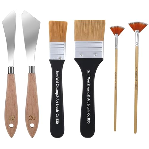 6-Teiliges Malmesser-Set, Hintergrundmixer, Flachpinsel und Fächerpinsel, Künstler-Palettenmesser aus Edelstahl, Landschaftspinsel für Leinwand Acryl Ölgemälde 6-Teiliges Malmesser-Set, Hintergrundmixer, Flachpinsel und Fächerpinsel, Künstler-Palettenmesser aus Edelstahl, Landschaftspinsel für Leinwand Acryl Ölgemälde von Mount Kumgang