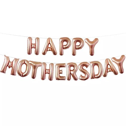 38 Stück Rotgold Happy Mother's Day Folienballon Banner & Krone - Ideale Party Dekor (A) von Mounteps