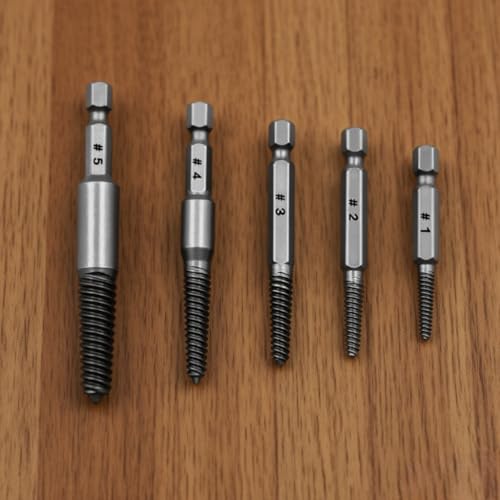 5-teiliges robustes Schraubenausdreher-Set – 6,35 mm Sechskantschaft Easy Out Bolzenentferner-Bits | für beschädigte, abisolierte und gebrochene Schrauben/Bolzen, Heimwerker/Reparatur von Mounteps