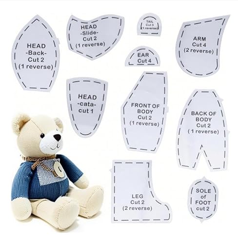 Memory Bear Schnittmuster-Schneideset, 25,4 cm, Bär, Quiltvorlagen, Lineal Memory Bear Schnittmuster-Schneideset, 25,4 cm, Bär, Quiltvorlagen, Lineal von Mounteps