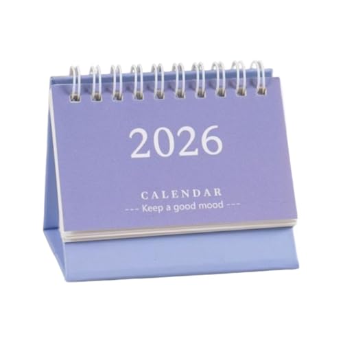 Mini-Tischkalender 2025–2026 – Aug 2025 bis Dezember 2026, kleiner stehender Flip-Desktop-Planer mit Notizblock für Zuhause, Büro, Schule (lila) von Mounteps