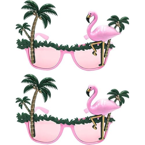 Mounteps 1/2X Flamingo Sonnenbrille Hawaiianisch Neon Tropisch Strand BBQ Fancy Dress Party Gunst (1) von Mounteps