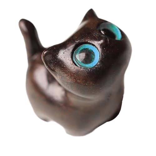 Mounteps Holzfigur Mini Katze Statue für Housewarming Tabelle Tafelaufsätze Kabinett (Blau) von Mounteps
