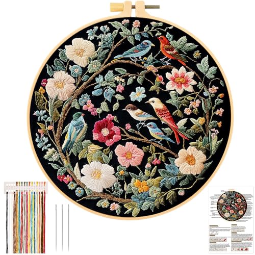 Mounteps Stickerei-Starter-Set für Erwachsene, Anfänger, Kreuzstich-Stempel-Kits mit Blumen-Vogel-Muster Mounteps Stickerei-Starter-Set für Erwachsene, Anfänger, Kreuzstich-Stempel-Kits mit Blumen-Vogel-Muster von Mounteps
