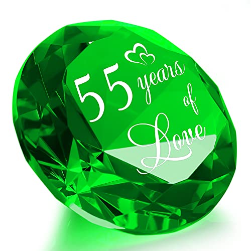 55. Jahrestag Hochzeit Geschenke für Sie Ihn, 55. Smaragd Hochzeit Romantische Geschenke für Ehefrau 55 Jahre Liebe Geschenke für Paare, Smaragdgrün K9 Kristall Andenken von Movdyka