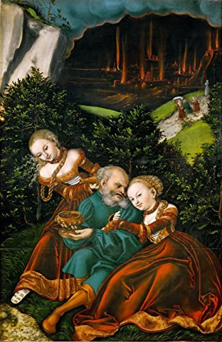 Lucas Cranach the elder Lot and his Daughters A1 Poster on Canvas - Filmkunstposter in verschiedenen Größen für Wohn- oder Schlafzimmerideen. Randlose Kultfilmbilder, klassische ikonische 70er, 80er, von Movie Posters