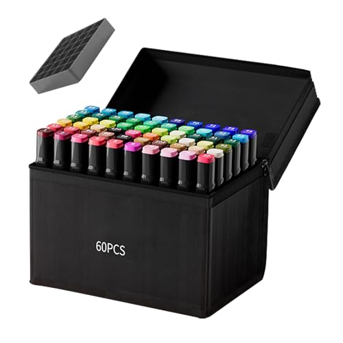 Moxeupon Kunstmarker - 60 Farben Doppelspitze Flachspitze Feinspitze Marker Set - Alkoholbasierte Malstifte Aquarell Kunstmaterialien für Notizen Tagebuch Kinder Moxeupon Kunstmarker - 60 Farben Doppelspitze Flachspitze Feinspitze Marker Set - Alkoholbasierte Malstifte Aquarell Kunstmaterialien für Notizen Tagebuch Kinder von Moxeupon
