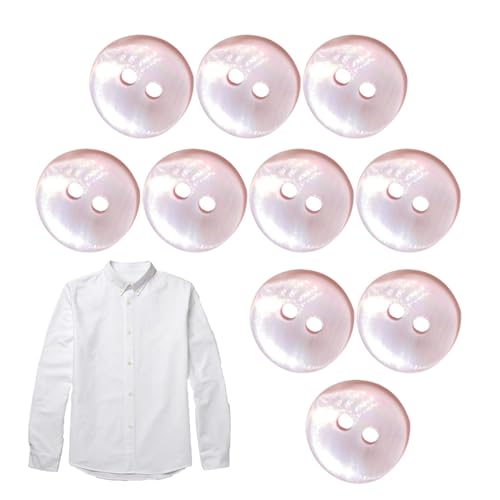 Moxeupon Muschelknöpfe für Kleidung, Perlmuttknöpfe zum Nähen,10 Stück Muschelknöpfe zum Quilten | Runde Jacke mit natürlichen Muscheln, Knöpfen, 2-Loch-Design, handgefertigtes Kunstwerk-Werkzeug von Moxeupon