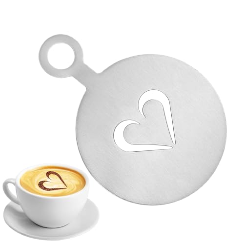 Moxeupon Schablonen für Kuchendekoration, Kaffeeschablonen - 4,72 Zoll Edelstahl-Cappuccino-Schablone | Kaffee-Kunst-Vorlage, wiederverwendbare Kaffee-Latte-Art-Formen mit Schneeflocke, von Moxeupon