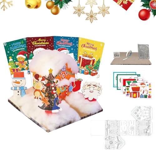 Moxeupon Weihnachts Bastelsets für Kinder - Pädagogisches Festkarten Bastelset - Weihnachtsszene Karten Bastelset,für Kinder Erwachsene Kunstpädagogen Klassenzimmer Heimdekorateure Sammler Esstisch von Moxeupon