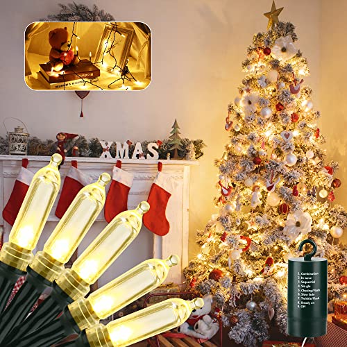 Moxled Lichterkette Weihnachtsbaum Warmweiß - 10M 100 LED Lichterkette Außen Batterie mit Timer, Wasserdicht 8 Modi Weihnachtsbeleuchtung für Außen Innen​ Garten Party Weihnachten Deko von Moxled