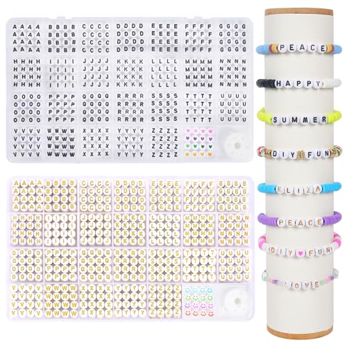 Moyofree 1620 Stück Buchstabenperlen, Alphabet Perlen zum Auffädeln, 7mm A-Z runde perlen für Armbänder, Buchstabenperlen Freundschaftsarmband machen Set, Bastelset für Armband Haarband Schm Moyofree 1620 Stück Buchstabenperlen, Alphabet Perlen zum Auffädeln, 7mm A-Z runde perlen für Armbänder, Buchstabenperlen Freundschaftsarmband machen Set, Bastelset für Armband Haarband Schm von Moyofree