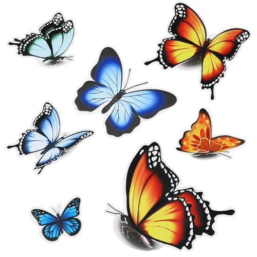 1 Stück 3D Schmetterling Aufkleber Bunte Scrapbook Sticker Schmetterling Dekorative Sticker, Butterfly Aufkleber Aesthetic, Für Kunst, Gitarre, Wand Basteln, Laptop, Skateboard, Fahrrad, Auto von Mozeat Lens