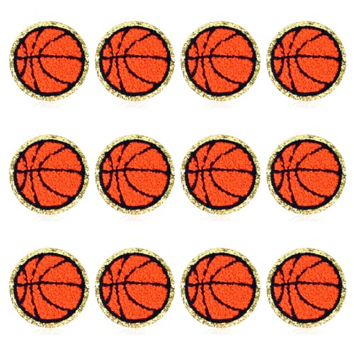 12 Stück Basketball-Aufnäher, goldene Kanten, Chenille-Flicken, Basketball-Flicken, zum Aufbügeln und Aufnähen, bestickte Aufnäher für Kleidung, Jeans, Jacke, Hut, Kleid, Rucksäcke, 12 Stück Basketball-Aufnäher, goldene Kanten, Chenille-Flicken, Basketball-Flicken, zum Aufbügeln und Aufnähen, bestickte Aufnäher für Kleidung, Jeans, Jacke, Hut, Kleid, Rucksäcke, von Mozeat Lens