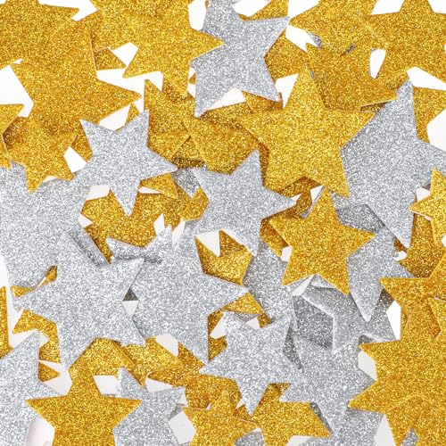 200 Stück Sterne Moosgummi Sticker Glitzerstern Aufkleber Eva Aufkleber Diy Filz Aufkleber Selbstklebend Star Foam Stickers Für Diy Scrapbooking Karten Party Dekoratio(Gold, Silber) von Mozeat Lens
