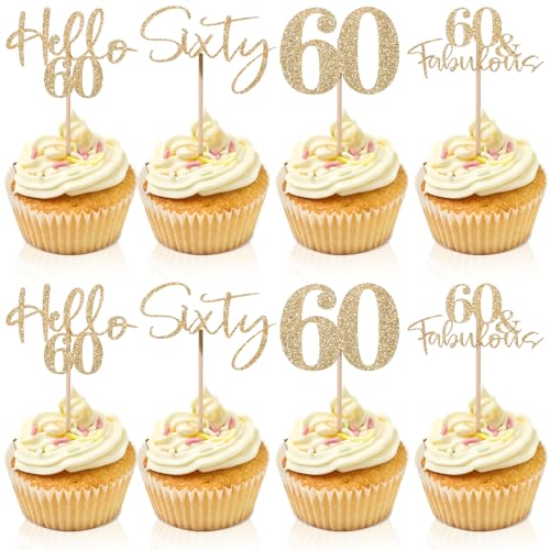24 Stück Glitzer 60. Geburtstag Cupcake Topper Cupcake-Topper Zum 60. Jahrestag, Goldener Glitzer, 60 Geburtstag Deko Für Die Kuchendekoration Zum 60. Und Hochzeitstag 24 Stück Glitzer 60. Geburtstag Cupcake Topper Cupcake-Topper Zum 60. Jahrestag, Goldener Glitzer, 60 Geburtstag Deko Für Die Kuchendekoration Zum 60. Und Hochzeitstag von Mozeat Lens