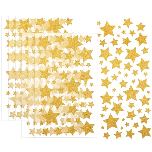 242 Stück Folienstern Aufkleber Selbstklebende Goldfolien Sticker Glitzer Stern Aufkleber kleine DIY Geschenke Deko für Weihnachten Hochzeit Geburtstag (C) von Mozeat Lens