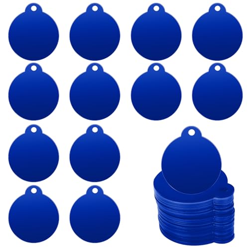 25 Stück Gravurrohlinge aus Metall, blau, rund, Aluminium, Blanko-Etiketten, Stanzrohlinge, Gravurrohlinge, Hundemarke zum Gravieren von Mozeat Lens