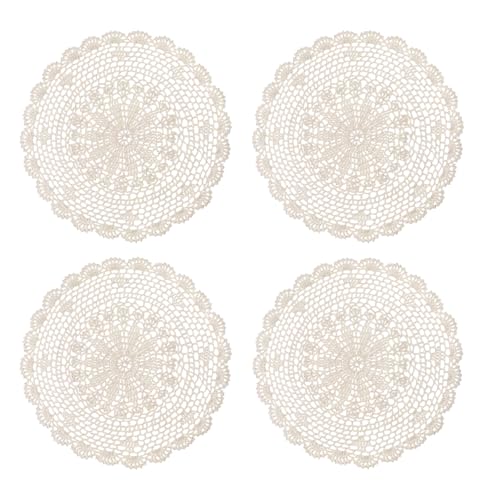 4 Stück HäKeldeckchen, 30cm Beige Rund Spitzendeckchen Baumwolle Vintage Rustikalen Handgemacht Untersetzer für Küche Esszimmer Hochzeit Party Teeparty Kommoden Dekoration 4 Stück HäKeldeckchen, 30cm Beige Rund Spitzendeckchen Baumwolle Vintage Rustikalen Handgemacht Untersetzer für Küche Esszimmer Hochzeit Party Teeparty Kommoden Dekoration von Mozeat Lens