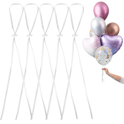 50 Stück Ballonverschlüsse Helium mit Schnur Weiß Luftballon Verschluss Ballonband mit Polyband Ballonband mit Schnellverschluss für Machen Luftballon Girlande Hochzeitsfeier Geburtstag Party von Mozeat Lens