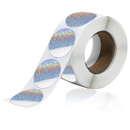 500 Stück Runde Holografische Aufkleber 2,5 cm Glitzer Sticker Selbstklebende Silber Aufkleber Folie Klebepunkte Kreis Farbkodierung Etiketten für Kinder Basteln von Mozeat Lens