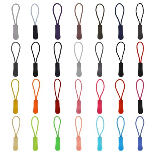 56 Stück Nylon Reißverschluss Anhänger, Ersatz Zipper Pulls, Reissverschlussgriff, Zipper-Schlaufen, Zipper für Sportbekleidung Schulranzen Rucksäcke Gepäck Handtaschen Tasche (28 Farben) von Mozeat Lens