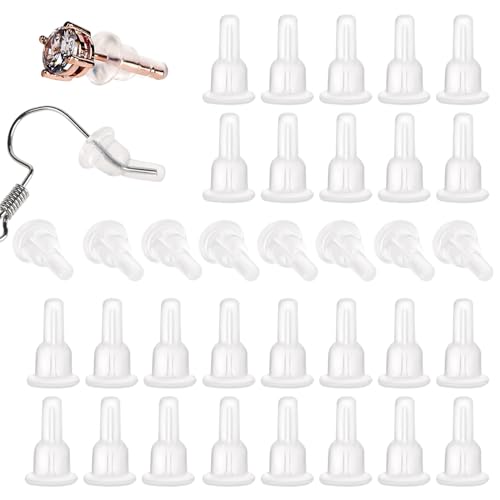 Ohrstecker Verschluss Ohrring, 60 Stück Kunststoff Ohrringe Rücken Stopper, Verschluss Transparent Stopper für Ohrringe Machen DIY Schmuck Fitting von Mozeat Lens