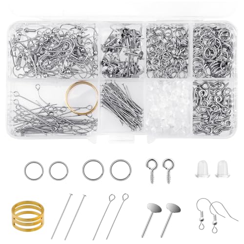 650 Stück Ohrring Reparatur Set DIY Ohrringe Zubehör Schmuckherstellung Set Schmuck Basteln Zubehör Kit Hypoallergenes Ohrringe Machen Endkappen Sprungring Schrauben-Ösen Ohrringpfosten Öhrnadel 650 Stück Ohrring Reparatur Set DIY Ohrringe Zubehör Schmuckherstellung Set Schmuck Basteln Zubehör Kit Hypoallergenes Ohrringe Machen Endkappen Sprungring Schrauben-Ösen Ohrringpfosten Öhrnadel von Mozeat Lens