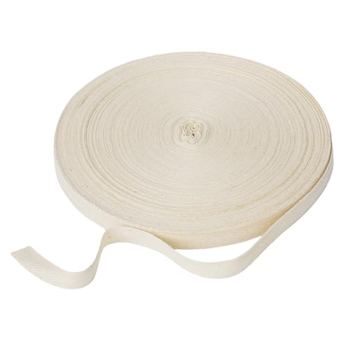 Baumwolle Köperband, Beige Fischgräte Band, 1,3 cm x 50 m Köper Klebeband, Fischgrät Baumwolle Webbings, Weich Gewebt Twill-Band, Nähen Köper Band, Weiches Twill Tape für DIY Handwerk von Mozeat Lens