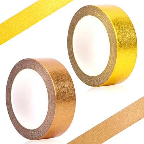 Mozeat Lens 2 Rollen Washi Tape Gold 15mm x 10m Metallic Klebeband Selbstklebend Goldfolie dekorative Craft Fliesennahtband für Scrapbook Geschenkverpackung von Mozeat Lens
