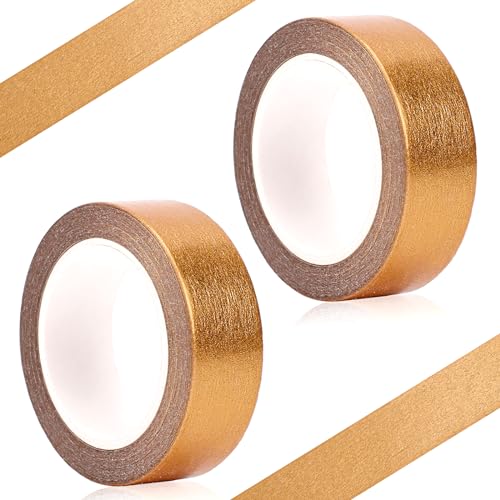 Mozeat Lens 2 Rollen Goldfolie Klebeband Metallic Washi Tape 15mm x 10m Roségold Selbstklebend Fliesennahtband für Scrapbooking Handwerk Geschenkverpackung von Mozeat Lens