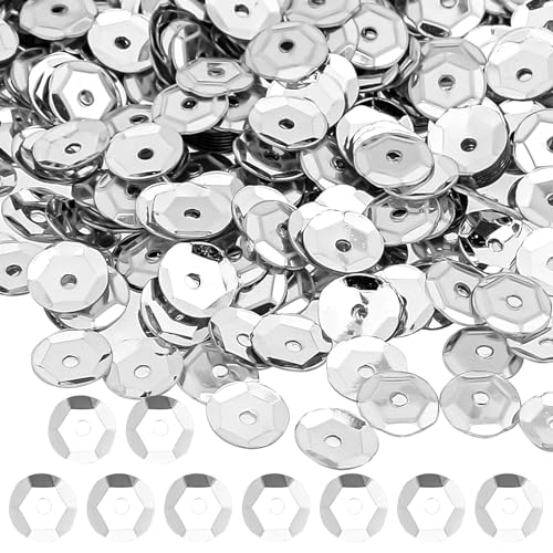 Pailletten zum Basteln, 4000 Stück Bulk Silber Pailletten zum Aufähen Loose Pailletten Kit - Ø 6 mm 80 Gram Glitzer Spangles für DIY Handwerk Herstellung Pailletten zum Basteln, 4000 Stück Bulk Silber Pailletten zum Aufähen Loose Pailletten Kit - Ø 6 mm 80 Gram Glitzer Spangles für DIY Handwerk Herstellung von Mozeat Lens